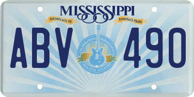 MS license plate ABV490