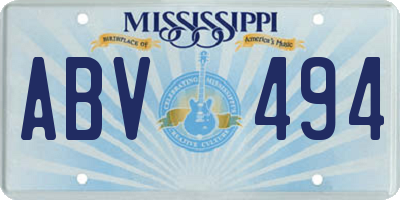 MS license plate ABV494
