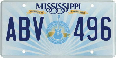 MS license plate ABV496