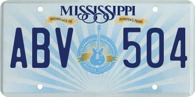 MS license plate ABV504