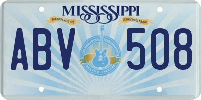 MS license plate ABV508