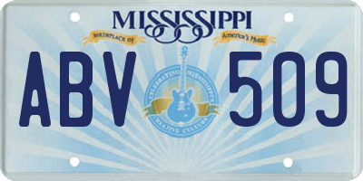 MS license plate ABV509