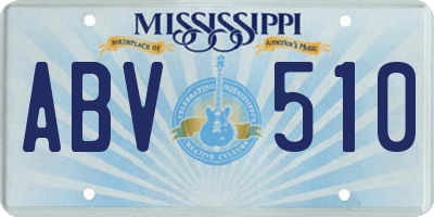 MS license plate ABV510