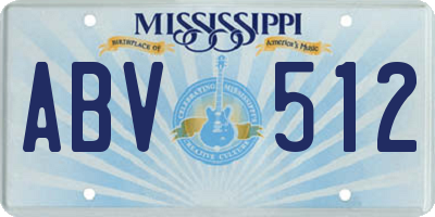 MS license plate ABV512