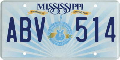 MS license plate ABV514