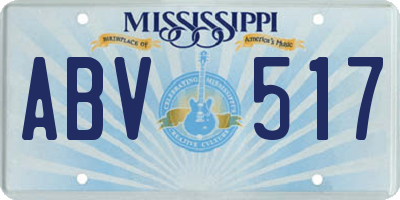 MS license plate ABV517