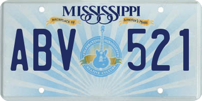 MS license plate ABV521