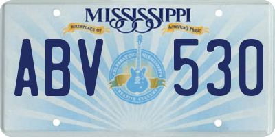 MS license plate ABV530