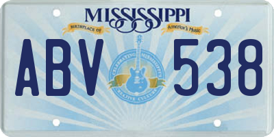 MS license plate ABV538
