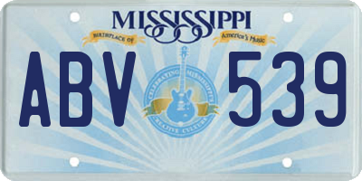 MS license plate ABV539