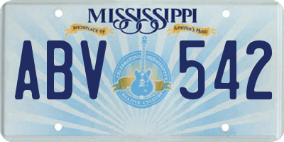 MS license plate ABV542