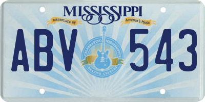 MS license plate ABV543