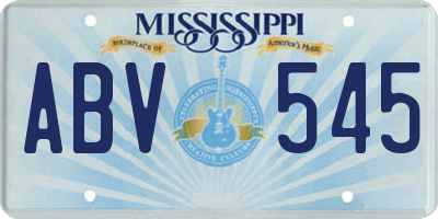 MS license plate ABV545