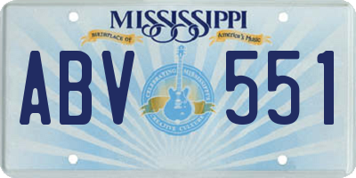 MS license plate ABV551