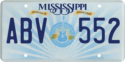 MS license plate ABV552