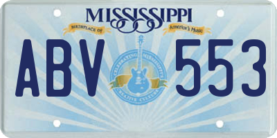 MS license plate ABV553