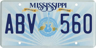 MS license plate ABV560