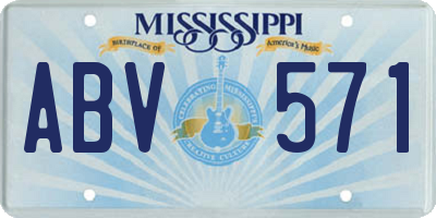 MS license plate ABV571