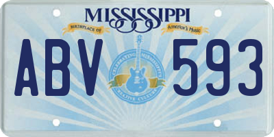 MS license plate ABV593