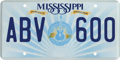 MS license plate ABV600