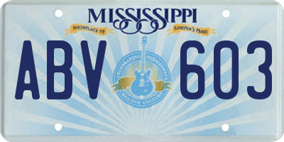 MS license plate ABV603