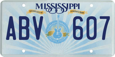 MS license plate ABV607