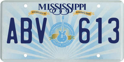 MS license plate ABV613