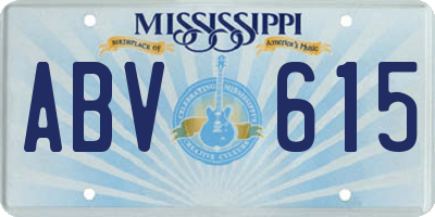 MS license plate ABV615