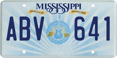 MS license plate ABV641