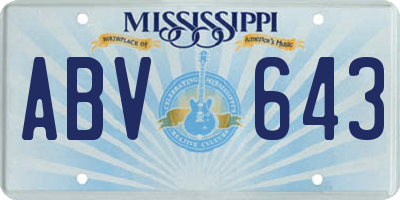 MS license plate ABV643