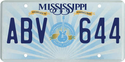 MS license plate ABV644