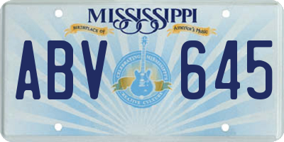 MS license plate ABV645