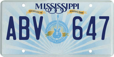 MS license plate ABV647