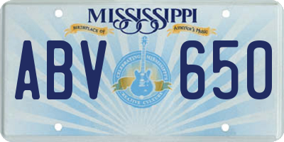 MS license plate ABV650