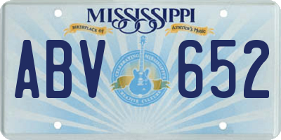 MS license plate ABV652