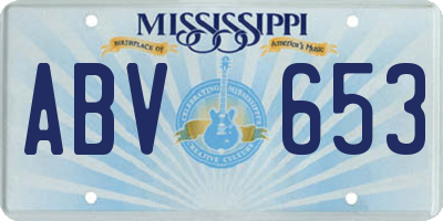 MS license plate ABV653