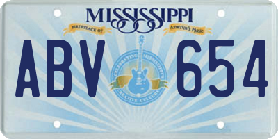 MS license plate ABV654