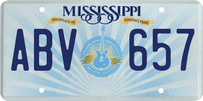 MS license plate ABV657