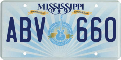 MS license plate ABV660