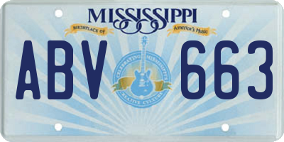 MS license plate ABV663