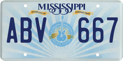 MS license plate ABV667