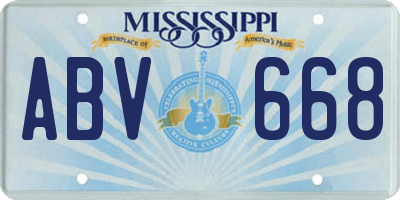 MS license plate ABV668