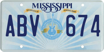 MS license plate ABV674