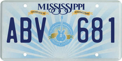 MS license plate ABV681
