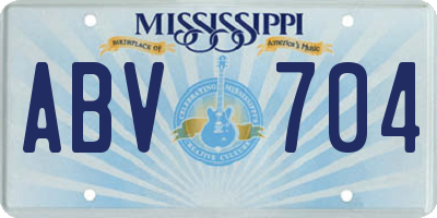 MS license plate ABV704