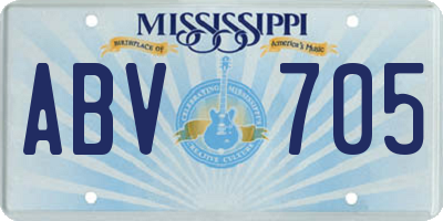 MS license plate ABV705