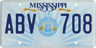 MS license plate ABV708