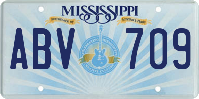 MS license plate ABV709