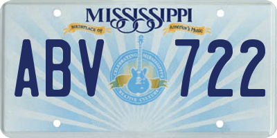 MS license plate ABV722