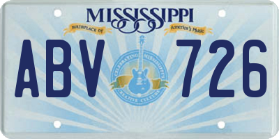 MS license plate ABV726